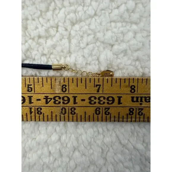 Juicy Couture Bracelet Pave Crystal Heart Charm Gold Beads Black Cord 6”-6.5 - Picture 6 of 6